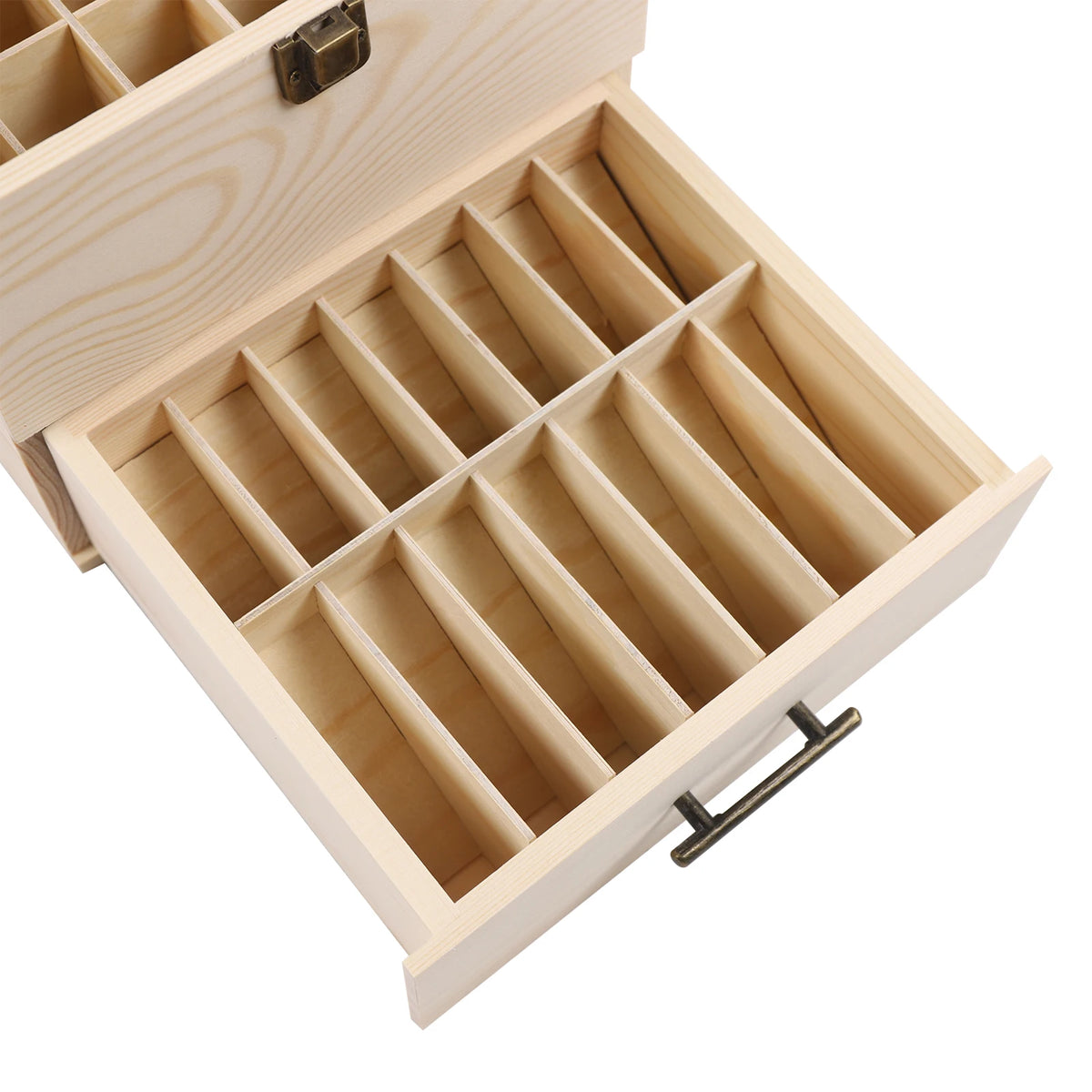 Wood Essential Oil Storage Crate With Fifty Nine Compartments