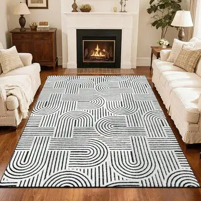 Fluffy Washable Wool Area Rug For Modern Bedroom Flooring