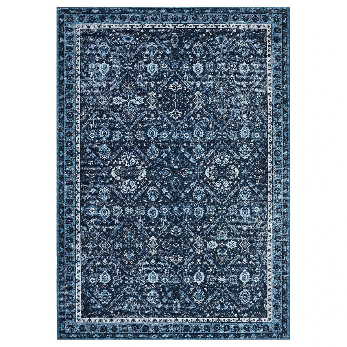 Moroccan Trellis Low Pile Living Room Area Rug Washable
