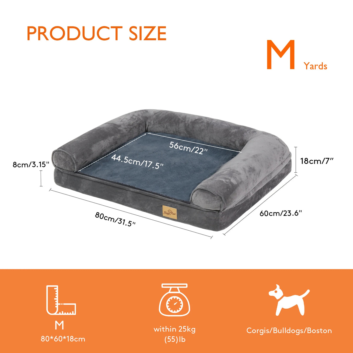 Bingopaw Orthopedic Dog Bed With Removable Washable Soft Foam Cover