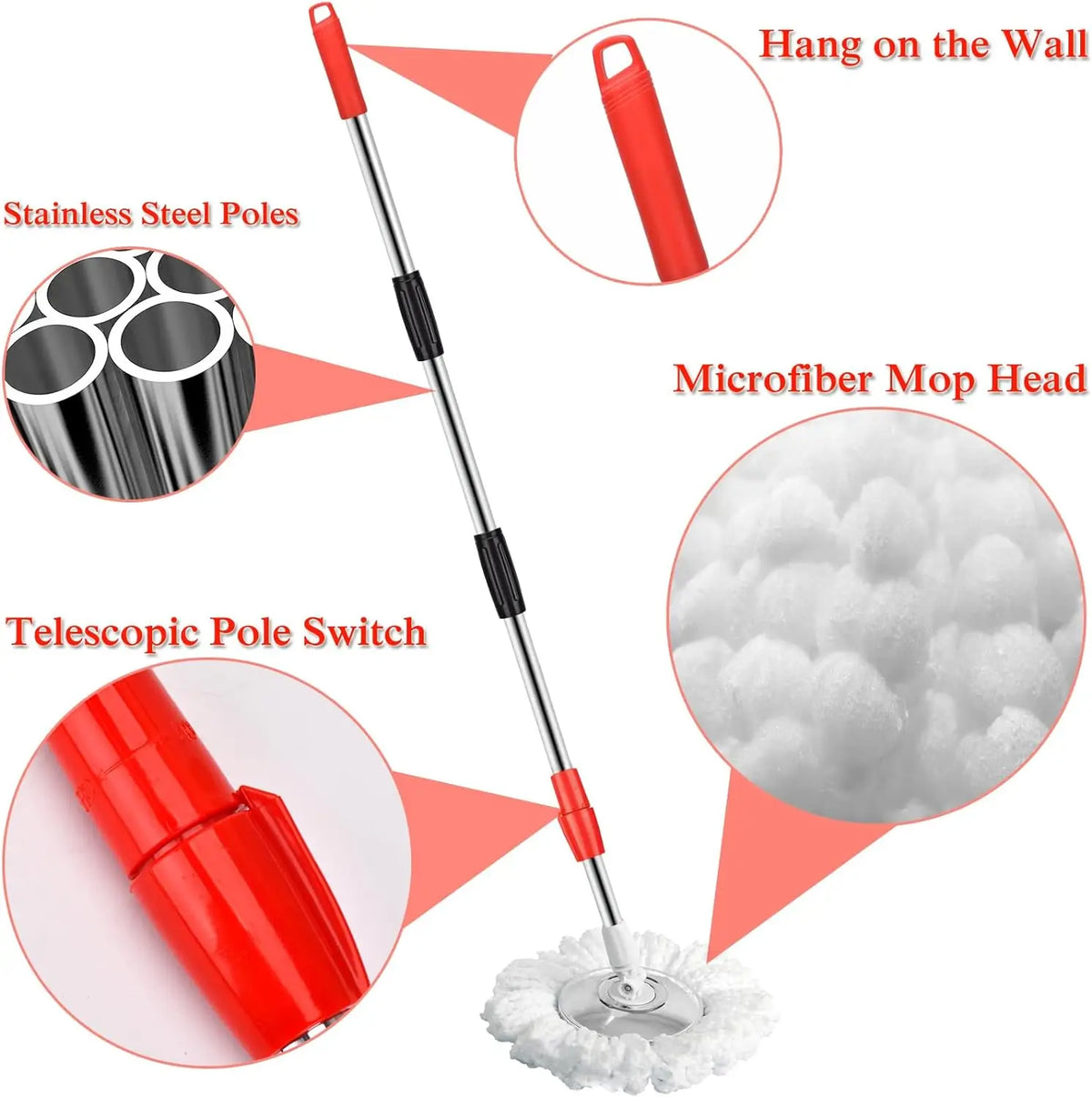 Heavy Duty Spin Mop Bucket Set With Twisting Wringer Design