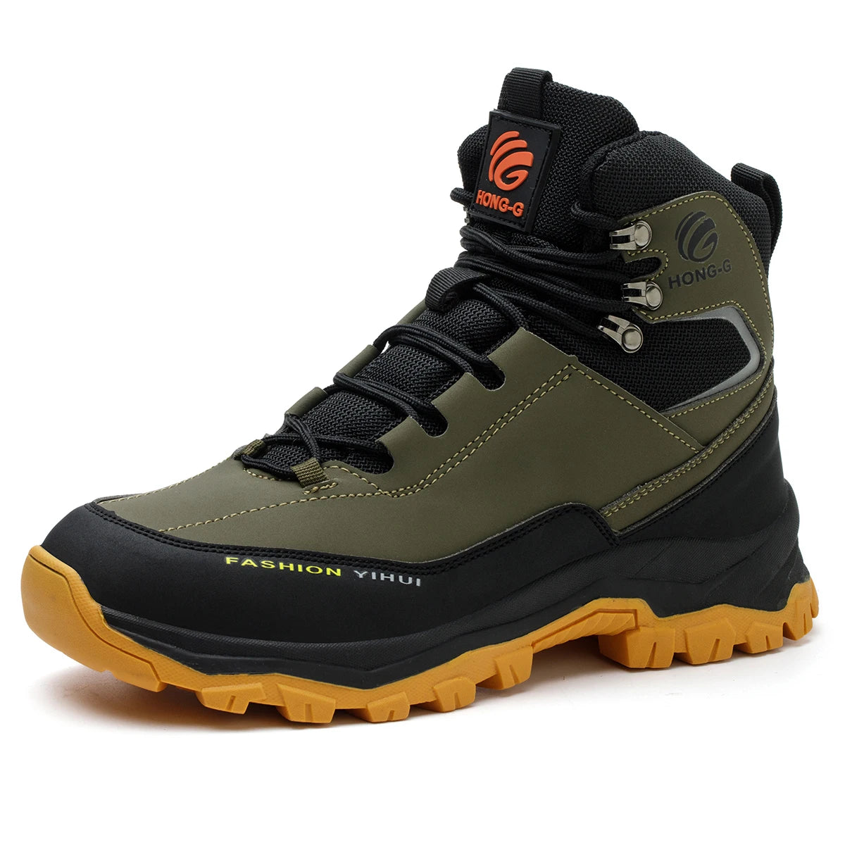 Veigar Men Breathable Leather Anti Puncture Steel Toe Work Boots