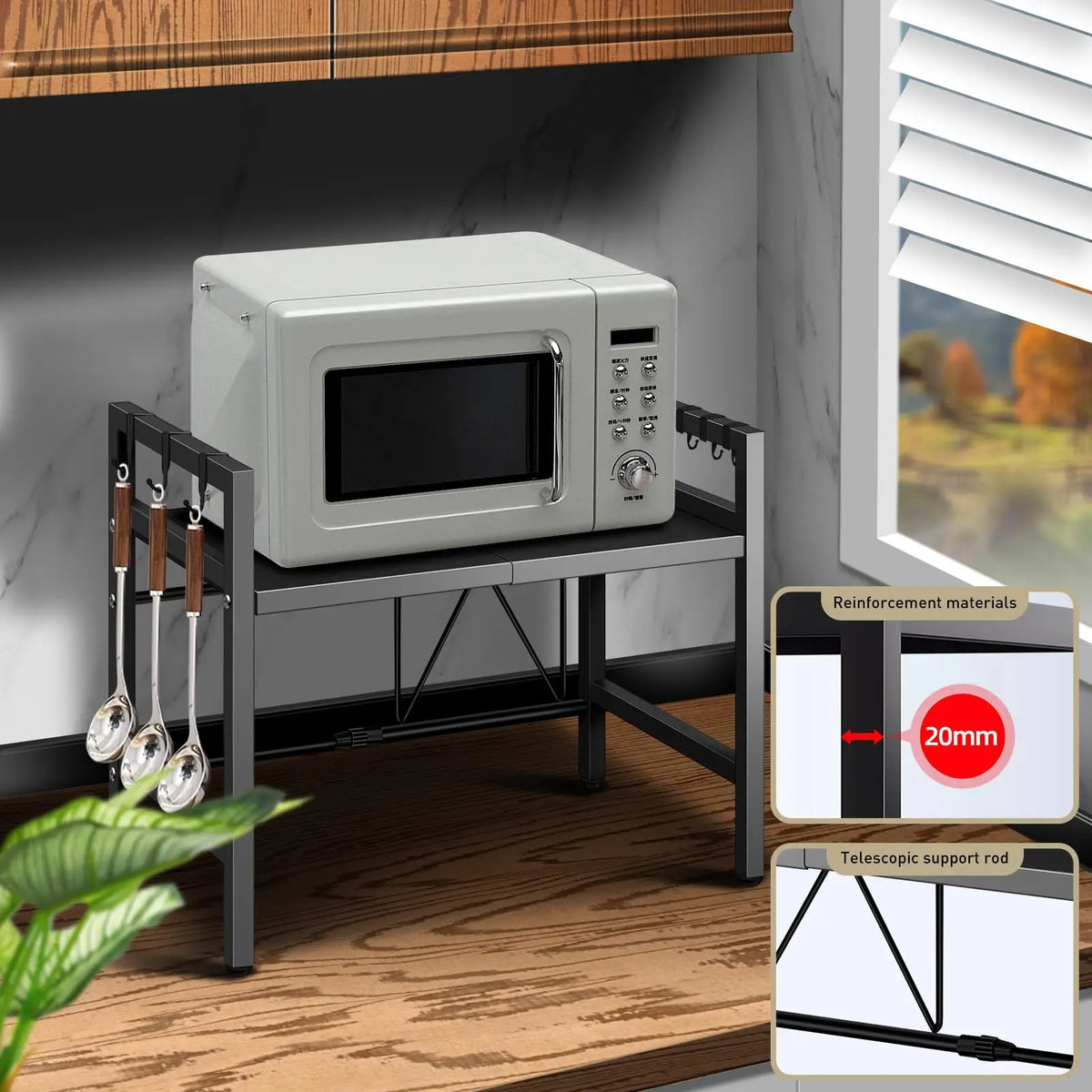Expandable Microwave Countertop Shelf Rack Kitchen Storage