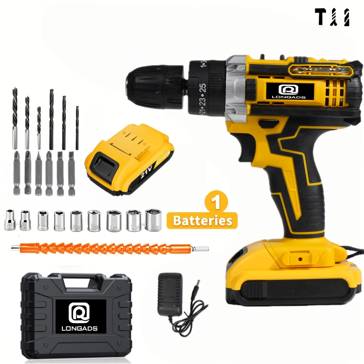 Professional 21V Cordless Drill Driver Kit With LED Light