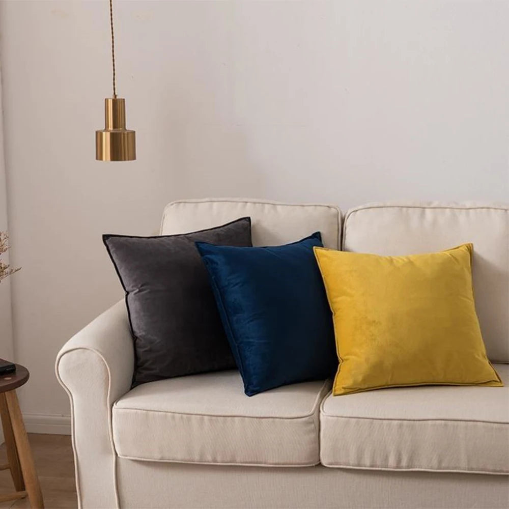 Premium Cotton Throw Pillow Set With Silk Filling Zippered Cover