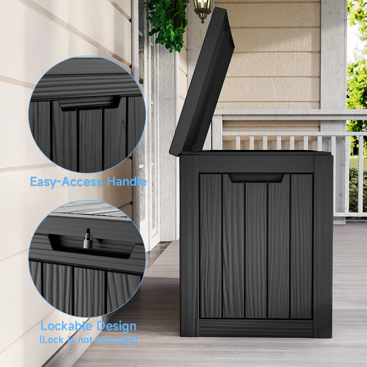 Weatherproof Plastic Deck Storage Box With Lock For Patio Furniture
