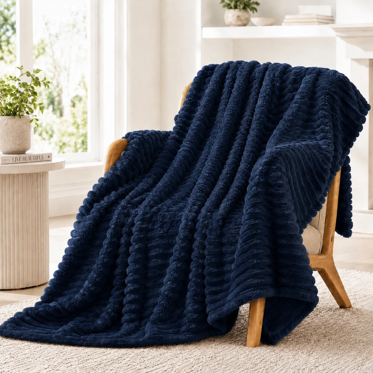 Premium Soft Faux Rabbit Fur Blanket Warm Coral Fleece Throw
