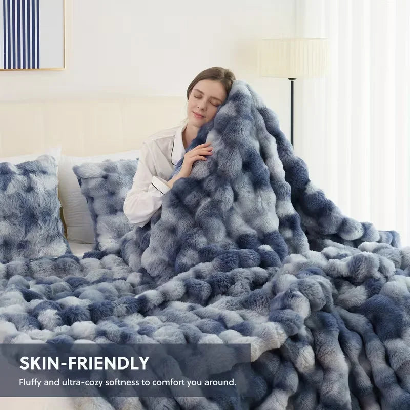 ROSEKIND Soft Faux Fur Rabbit Blanket For Living Room