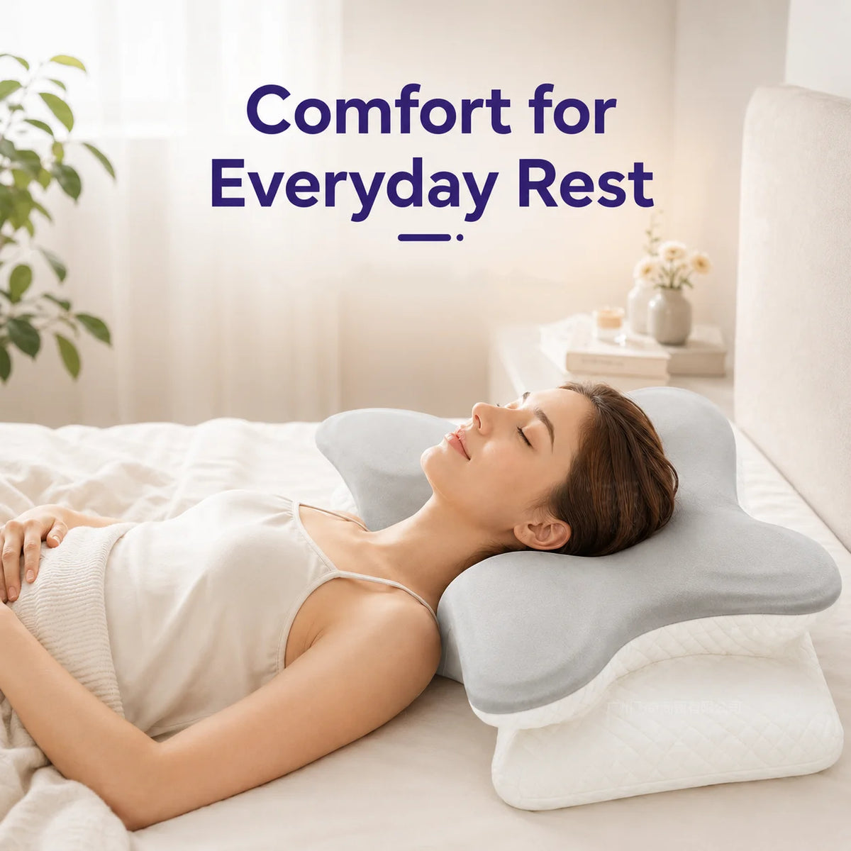 Ergonomic Memory Foam Stomach Reading Pillow With Removable Headrest