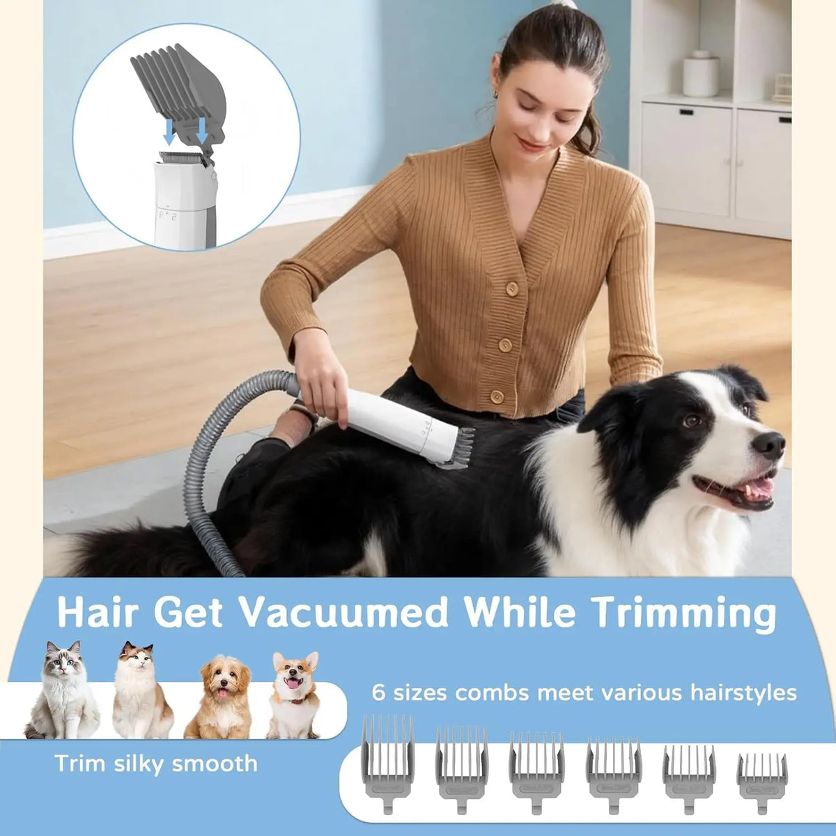 Dog Grooming Vacuum Kit For Efficient Pet Shedding Care