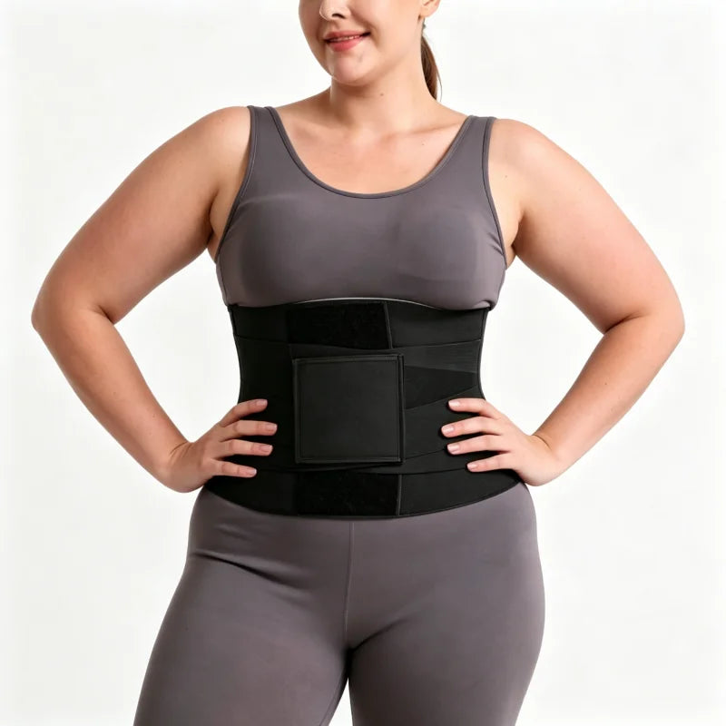 Womens Triple Wrap Waist Cincher With Adjustable Velcro Belt