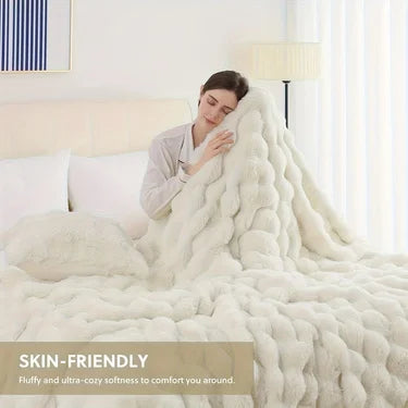 ROSEKIND Soft Faux Fur Rabbit Blanket For Living Room