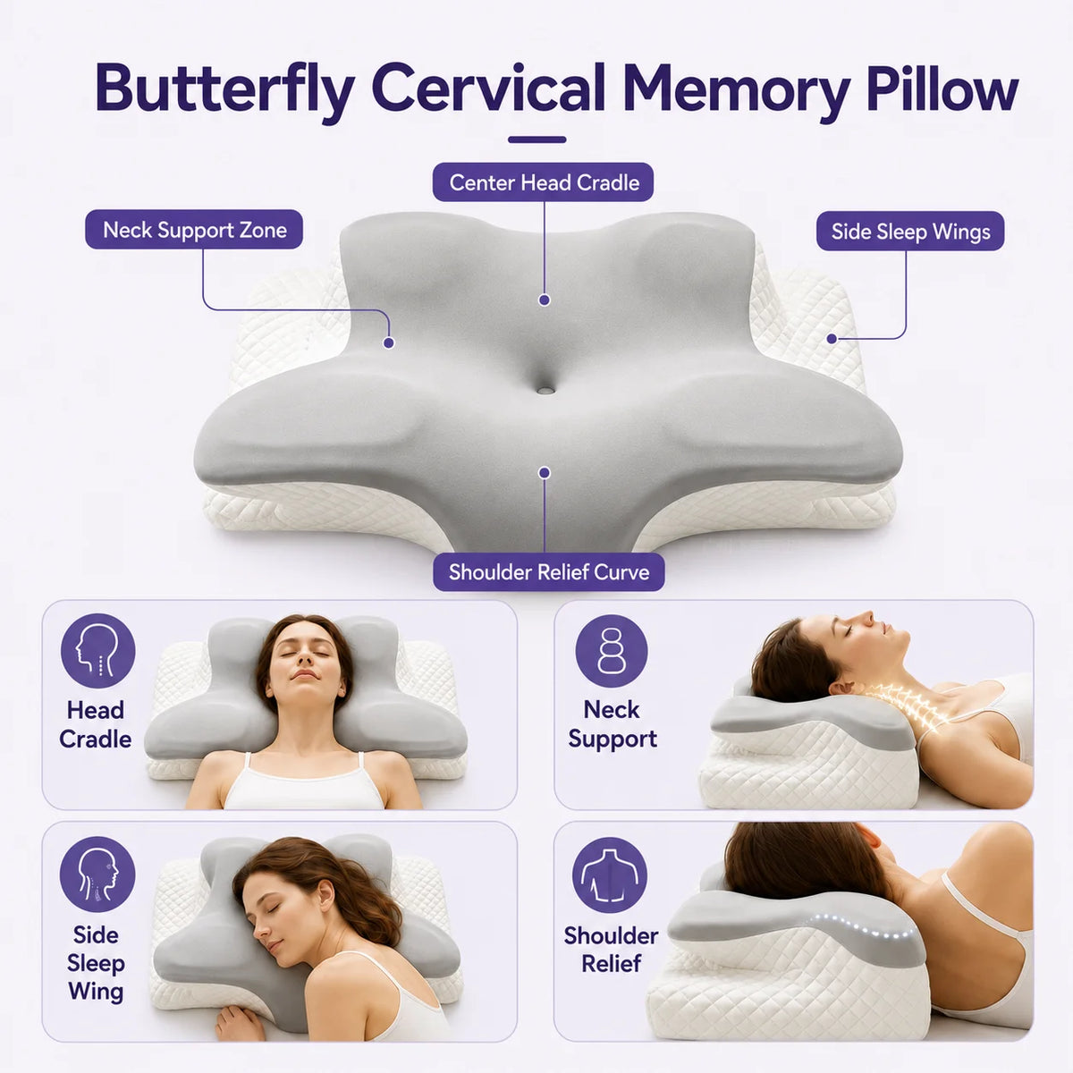 Ergonomic Memory Foam Stomach Reading Pillow With Removable Headrest