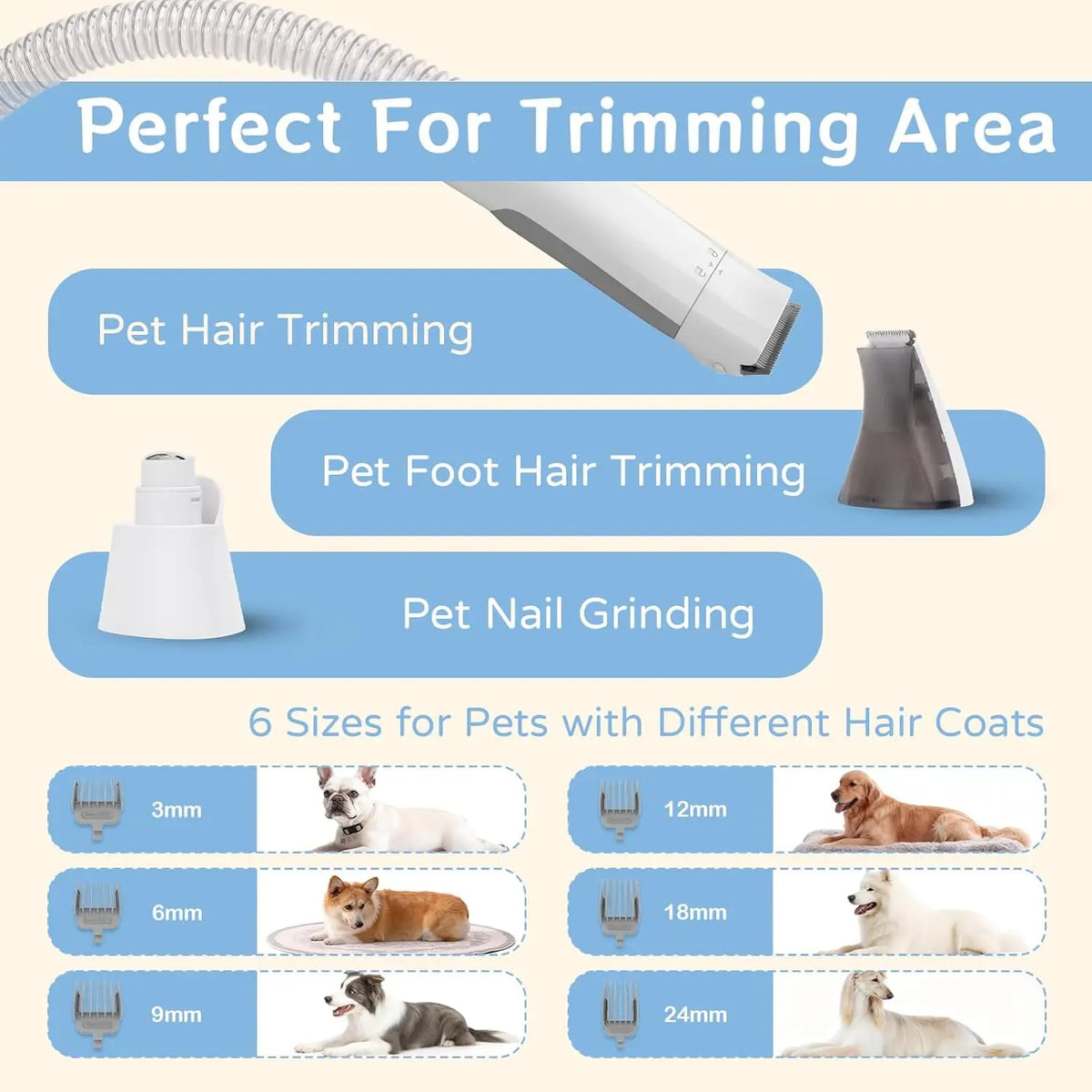 Dog Grooming Vacuum Kit For Efficient Pet Shedding Care