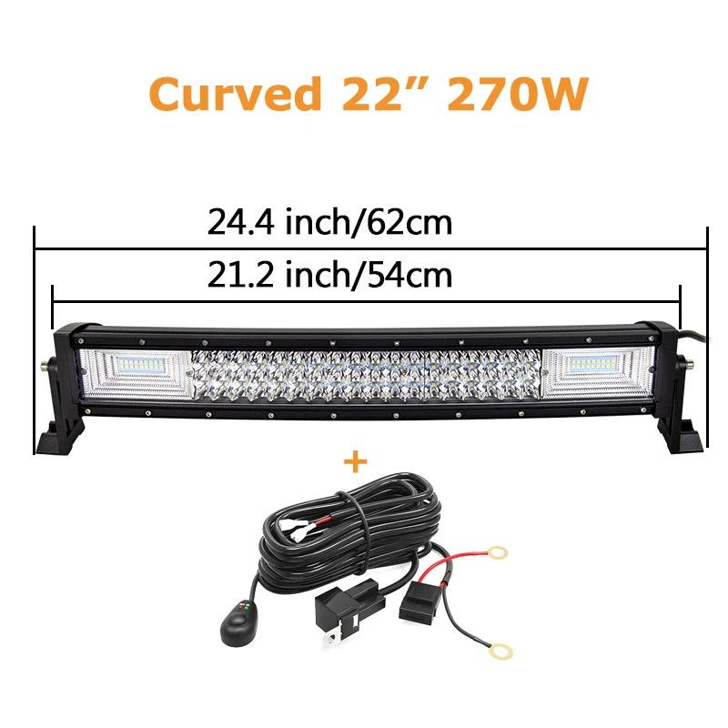 Auxthings Curved Off Road Led Light Bar Combo Beam Design