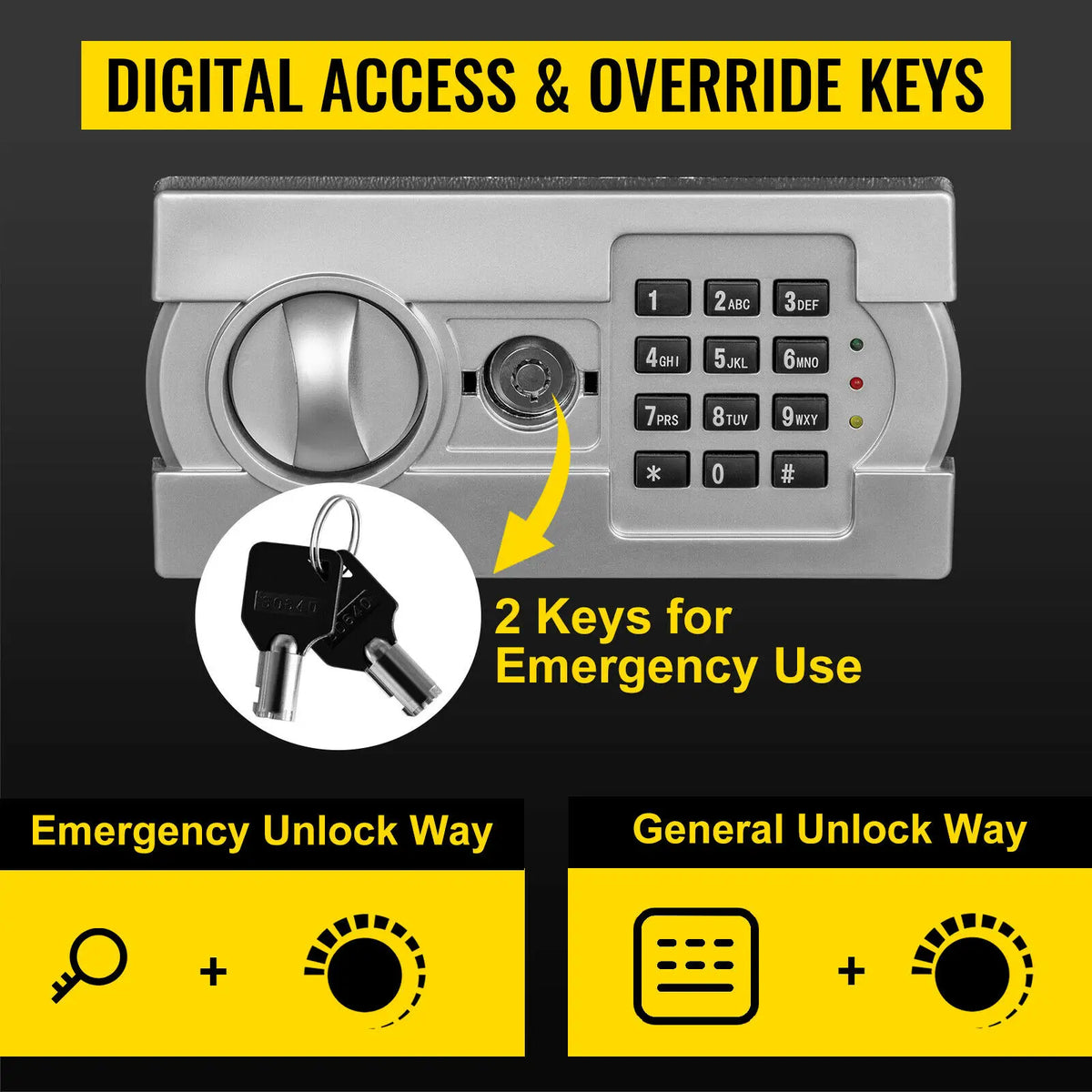SucceBuy Digital Steel Safe Deposit Box Electronic Lock Hidden Storage