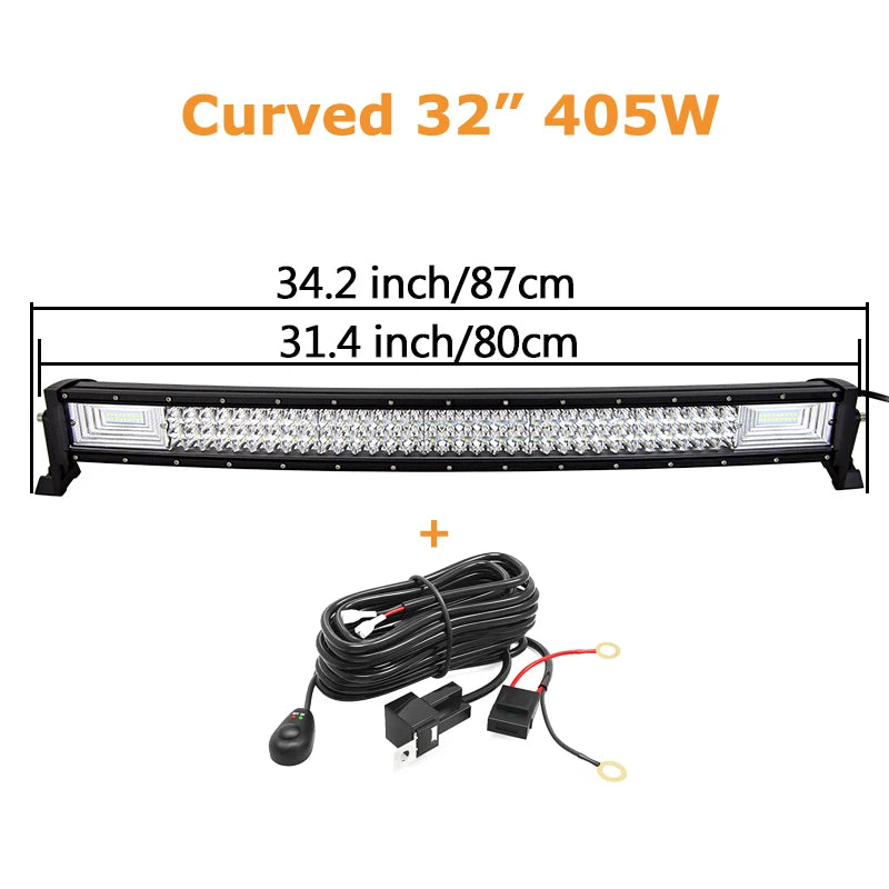 Auxthings Curved Off Road Led Light Bar Combo Beam Design