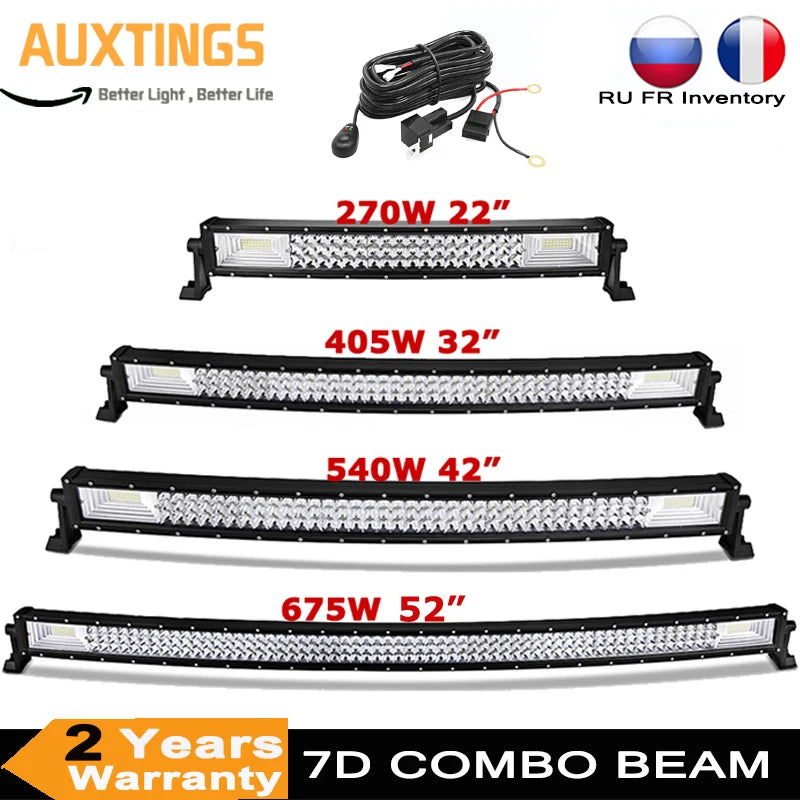 Auxthings Curved Off Road Led Light Bar Combo Beam Design
