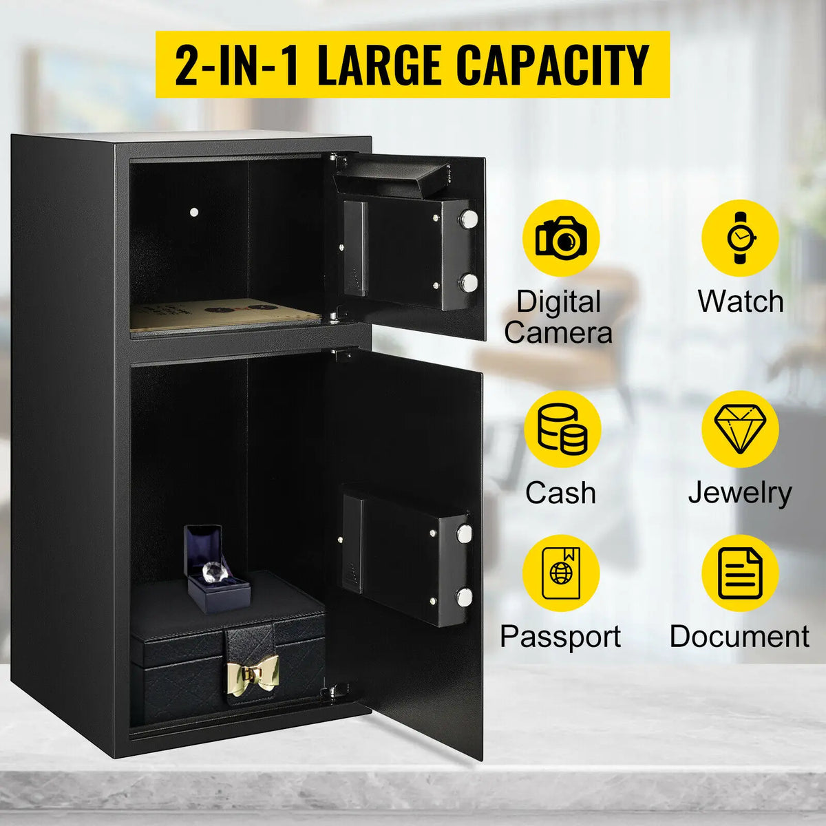SucceBuy Digital Steel Safe Deposit Box Electronic Lock Hidden Storage