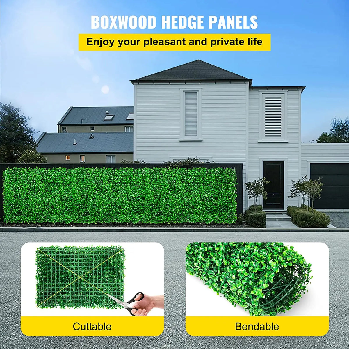 SucceBuy Artificial Boxwood Hedge Wall Panels Fake Grass Backdrop