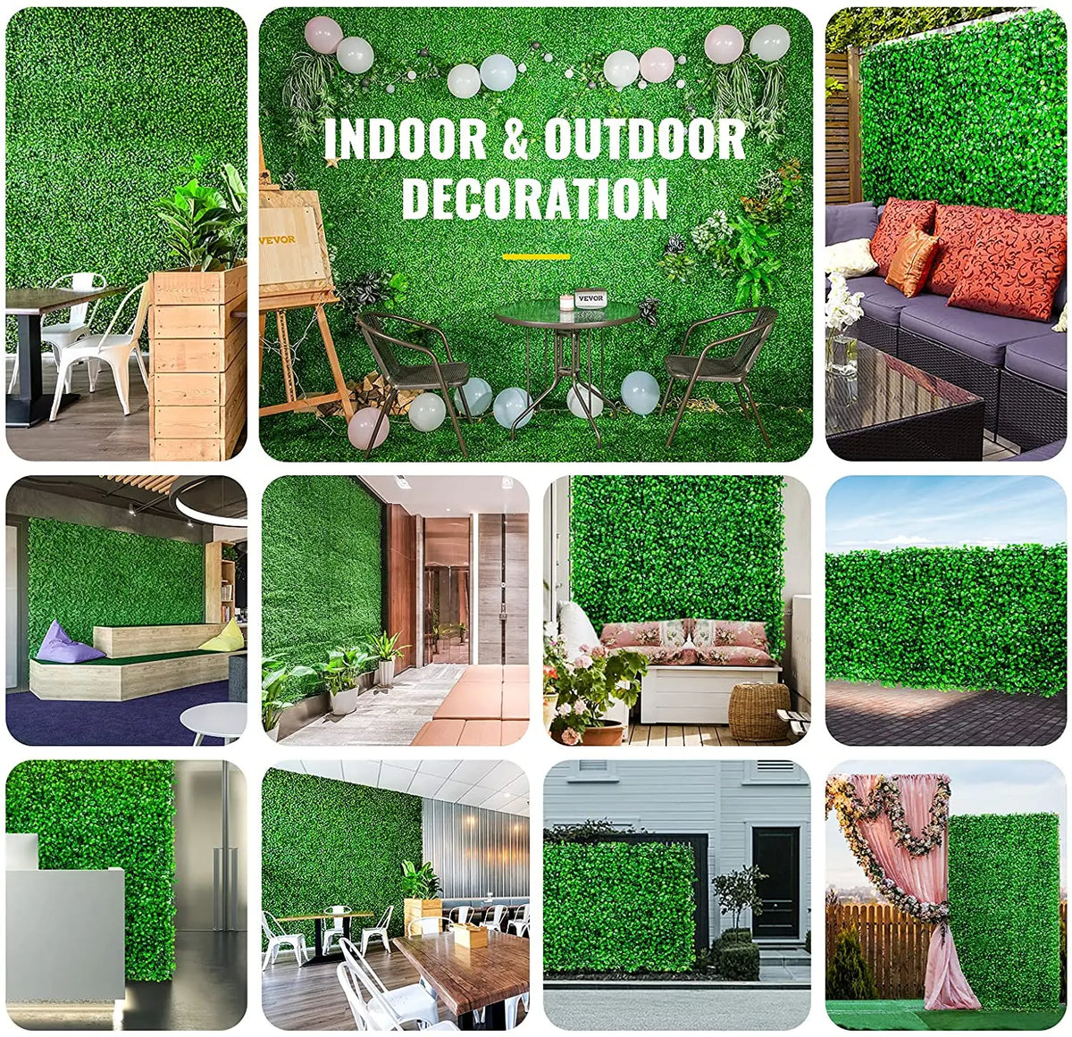 SucceBuy Artificial Boxwood Hedge Wall Panels Fake Grass Backdrop