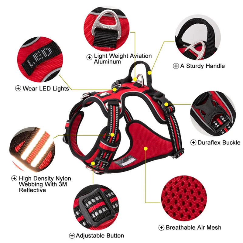 TrueLove Reflective Nylon Adjustable No Pull Dog Harness