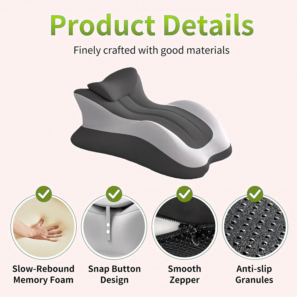 Ergonomic Memory Foam Prone Reading Pillow Removable Headrest Support