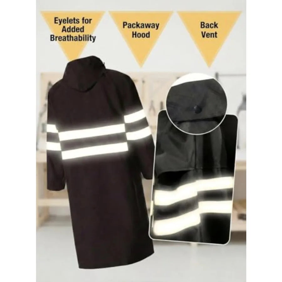 Long Hooded Waterproof Safety Raincoat Poncho For Adults