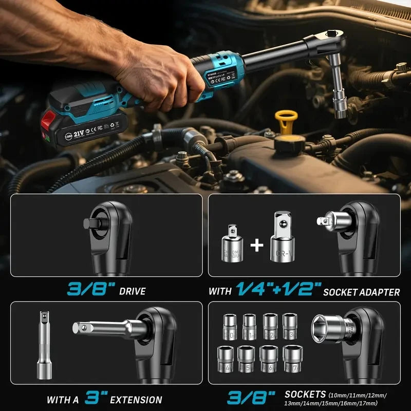Seesii 21V Cordless Brushless Electric Ratchet Wrench