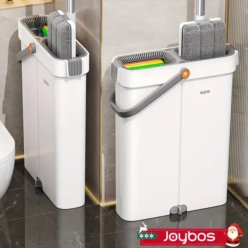 Joybos Ultra Slim Flat Mop With Bucket And Microfiber Pads
