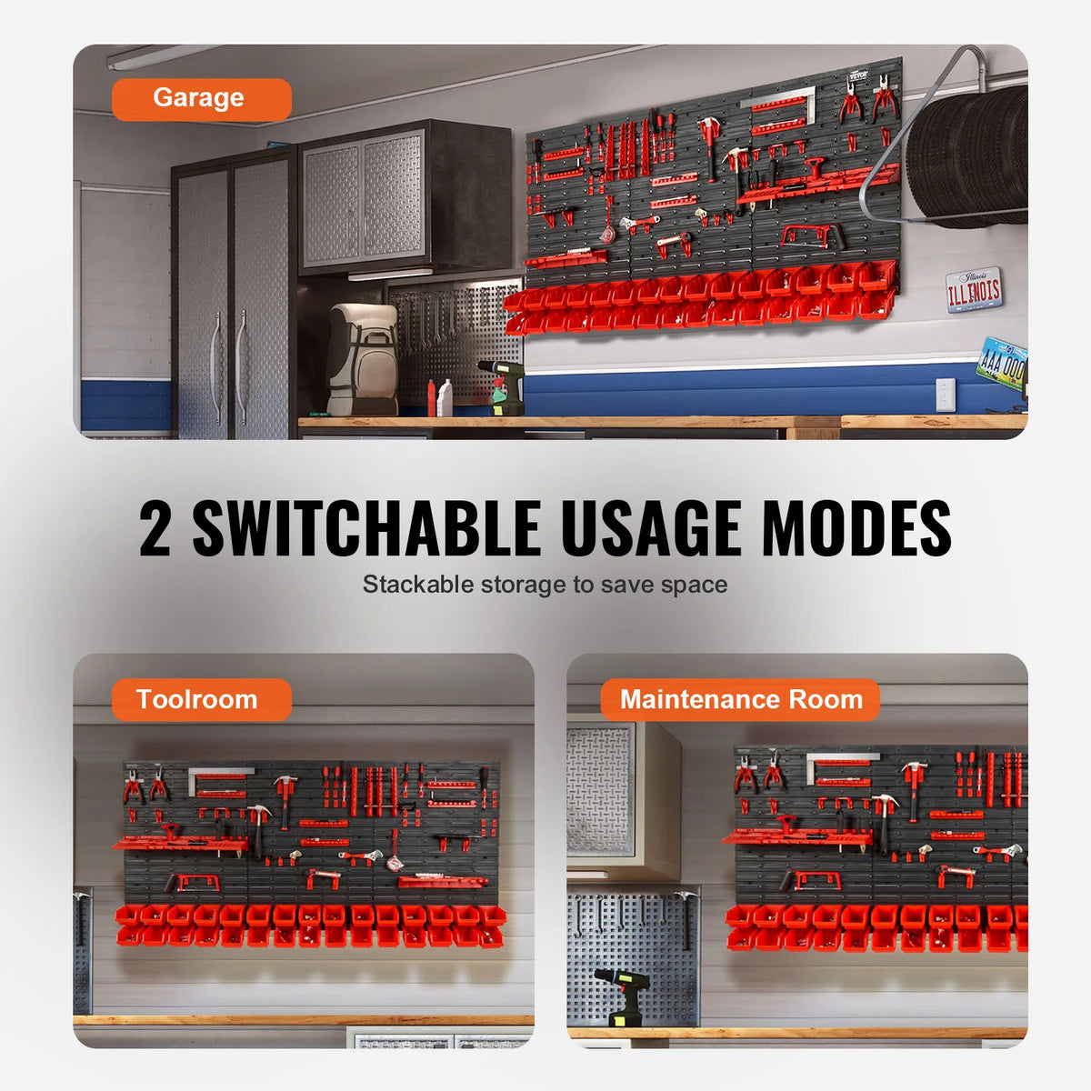 SucceBuy Wall Mounted Storage Bins Parts Rack Organizer