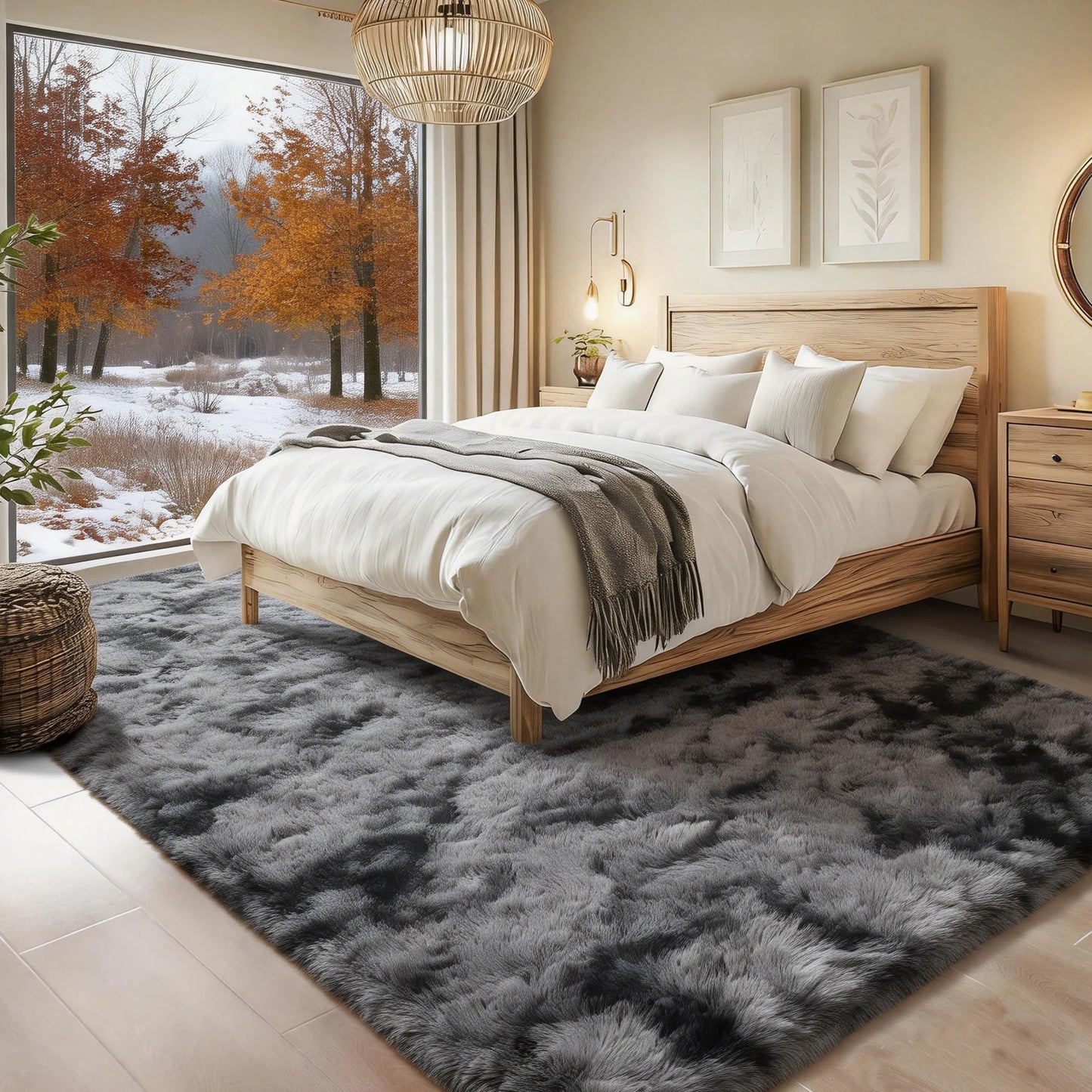 Ultra Soft Shag Area Rug For Bedroom And Living Room Decor