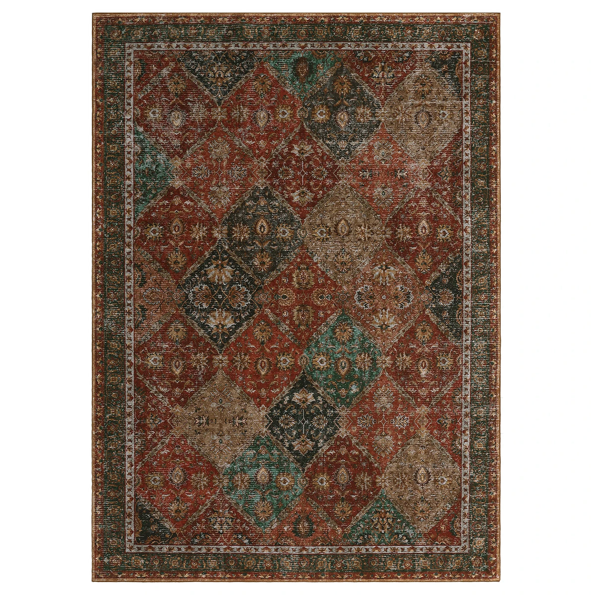 Moroccan Trellis Low Pile Living Room Area Rug Washable
