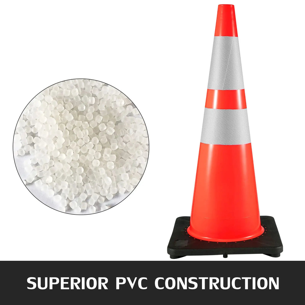 Durable Reflective Traffic Safety Cones With Weighted Base