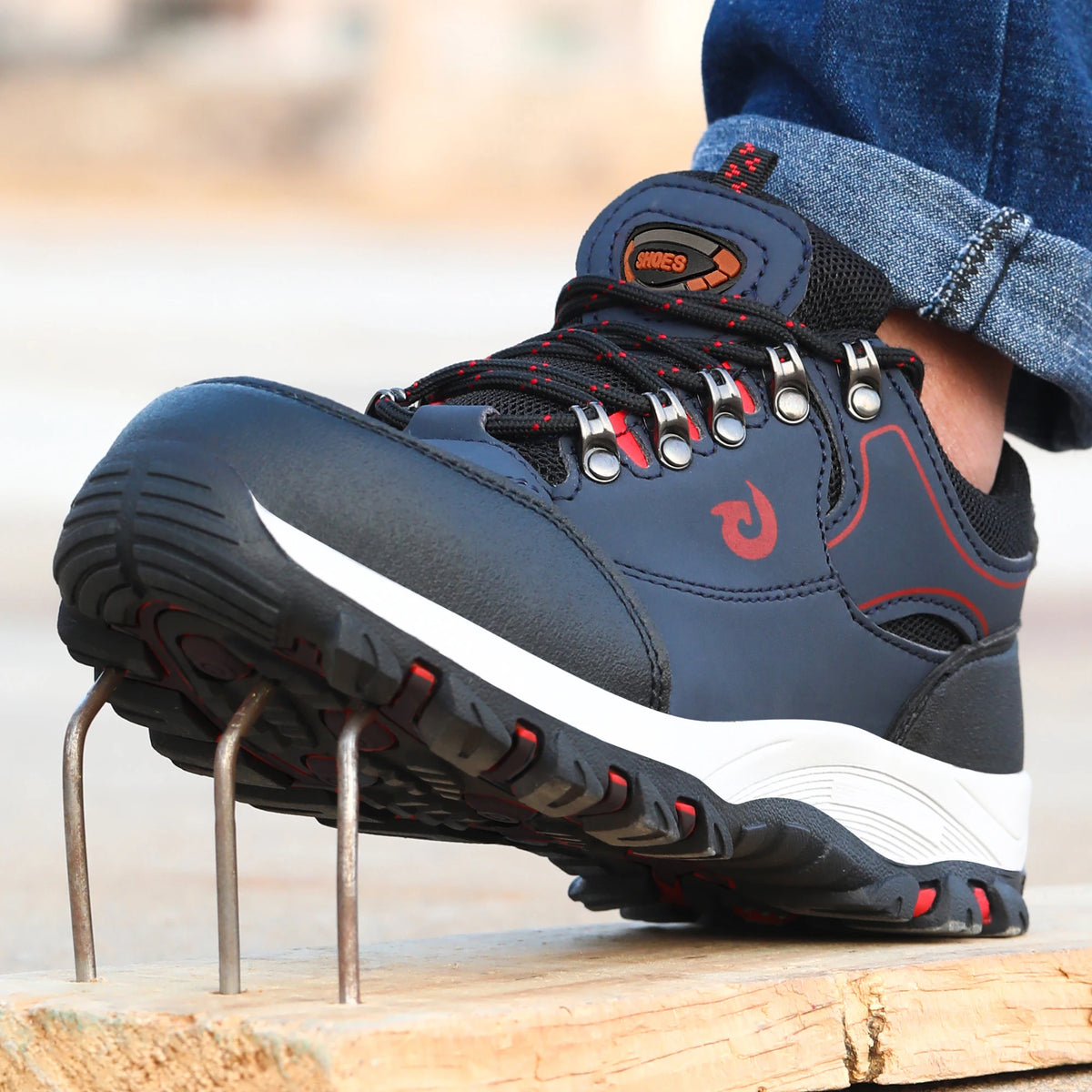 Manlegu Men Steel Toe Safety Work Boots Anti Puncture Breathable Upper