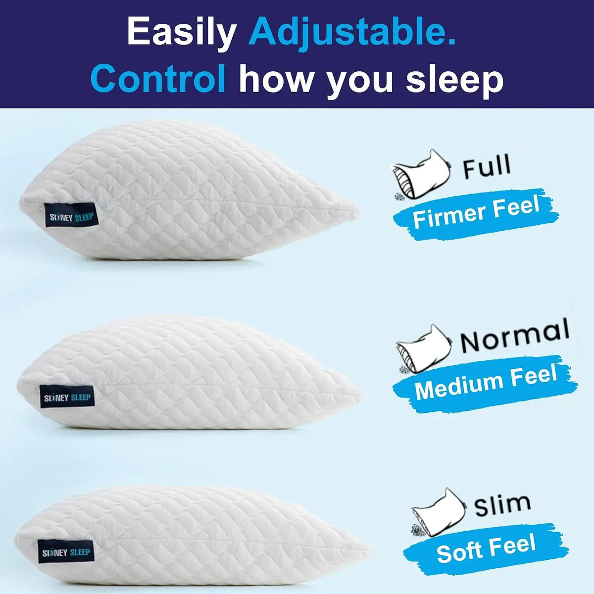 Adjustable Shredded Memory Foam Pillow For Side And Back Sleepers