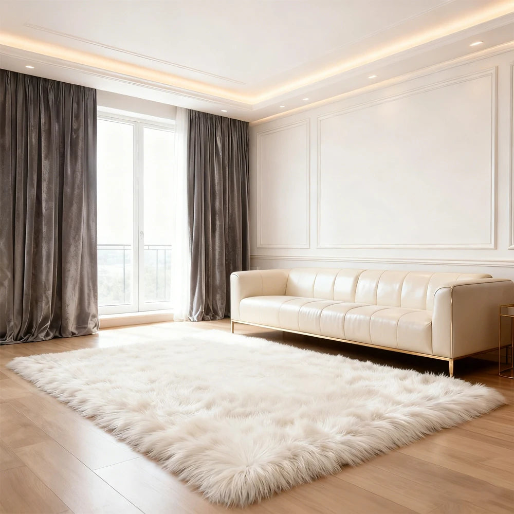 Simple Solid Polyester Area Rug For Living Room