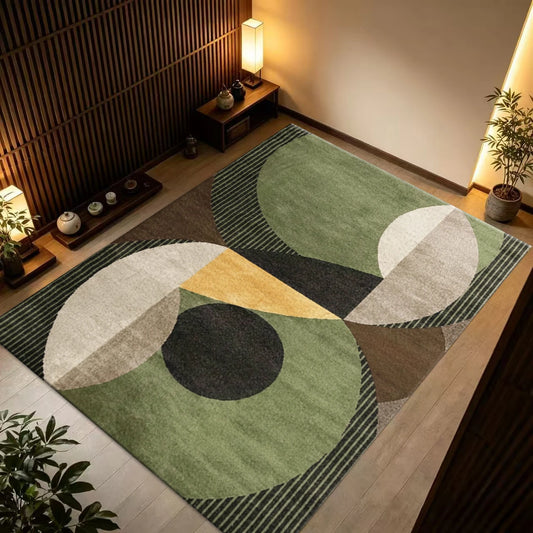 Mid Century Modern Geometric Area Rug With Non Slip Backing