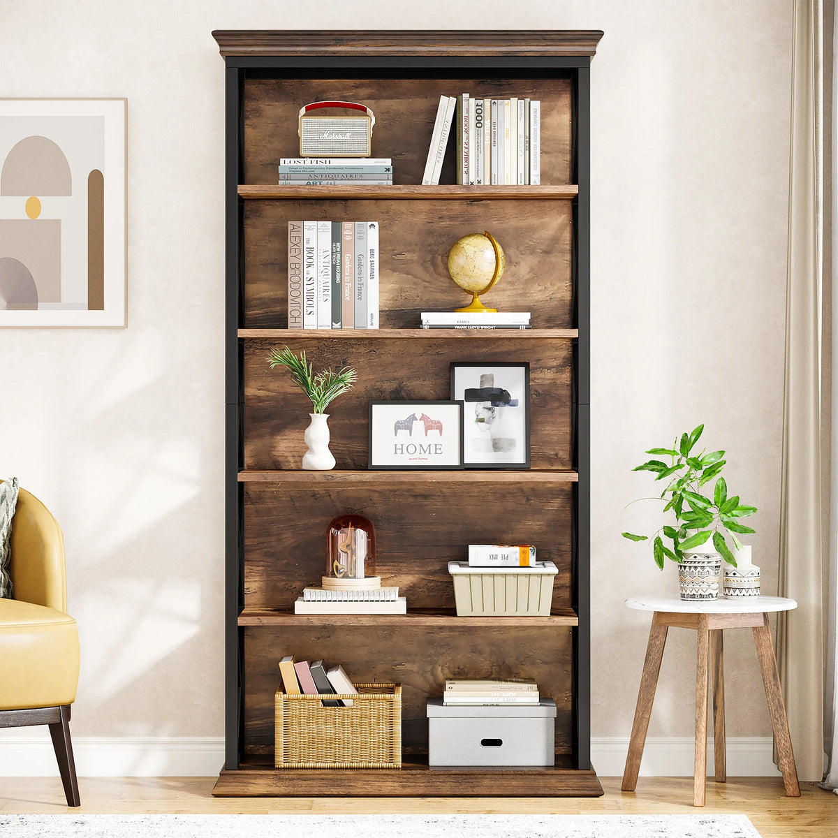 Tribesigns Modern Wooden Bookcase Floor Standing Storage Shelf