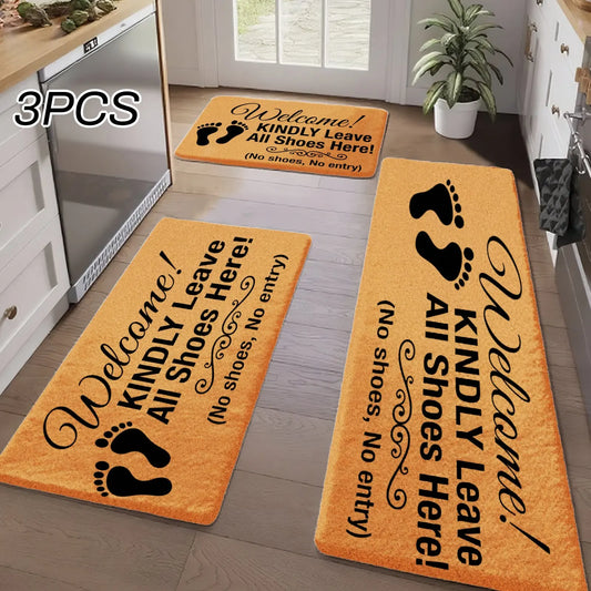 3 Piece Kitchen Floor Mat Decor With Vinyl Backing