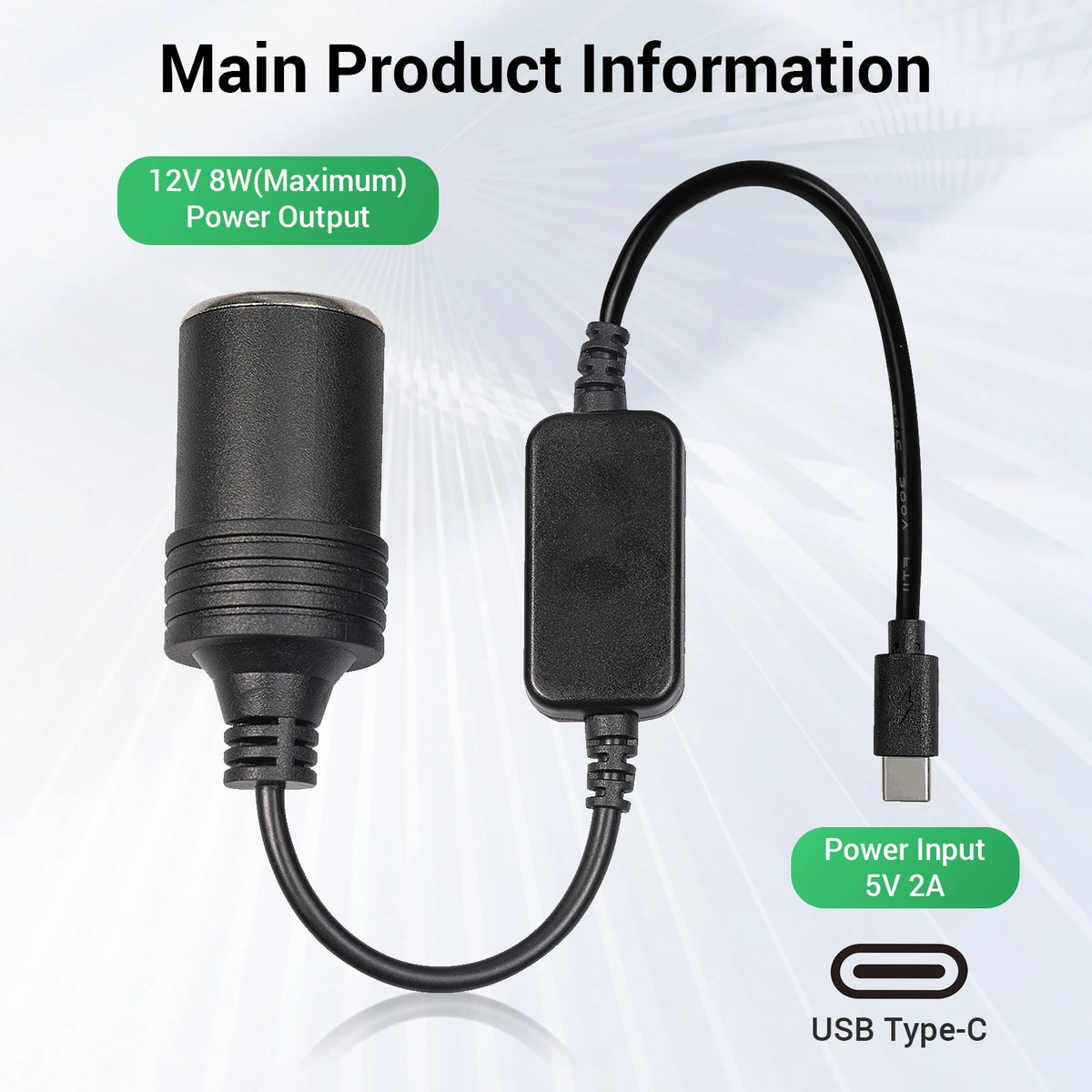 USB To 12V Cigarette Lighter Socket Adapter Car Converter