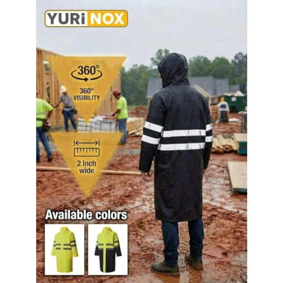 Long Hooded Waterproof Safety Raincoat Poncho For Adults