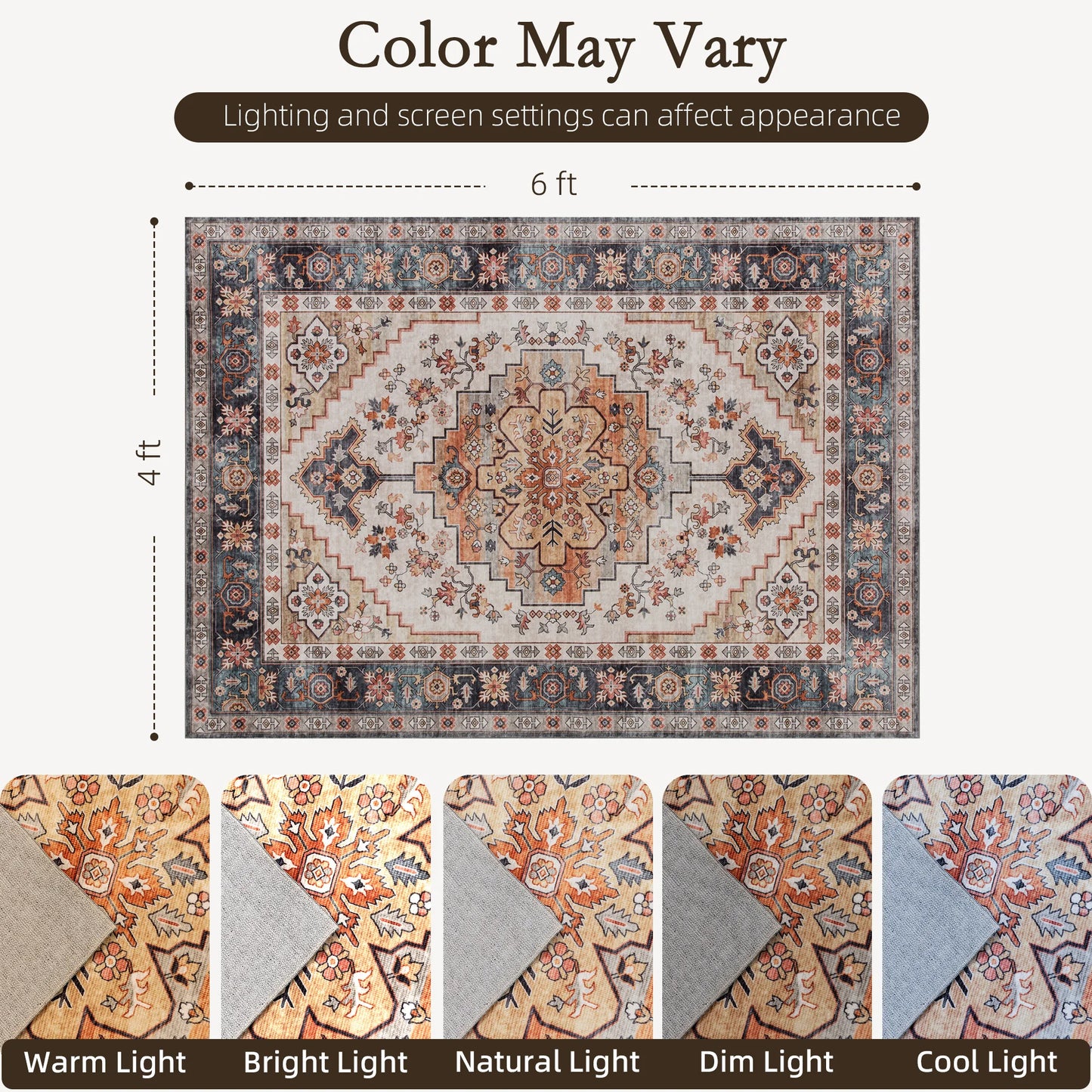 Machine Washable Modern Polyester Area Rug With Rubber Backing
