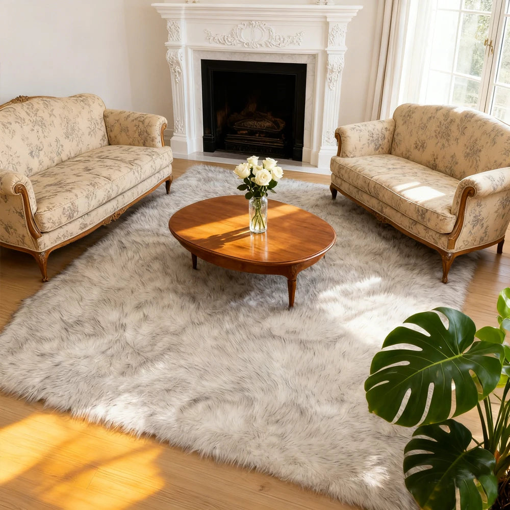 Simple Solid Polyester Area Rug For Living Room