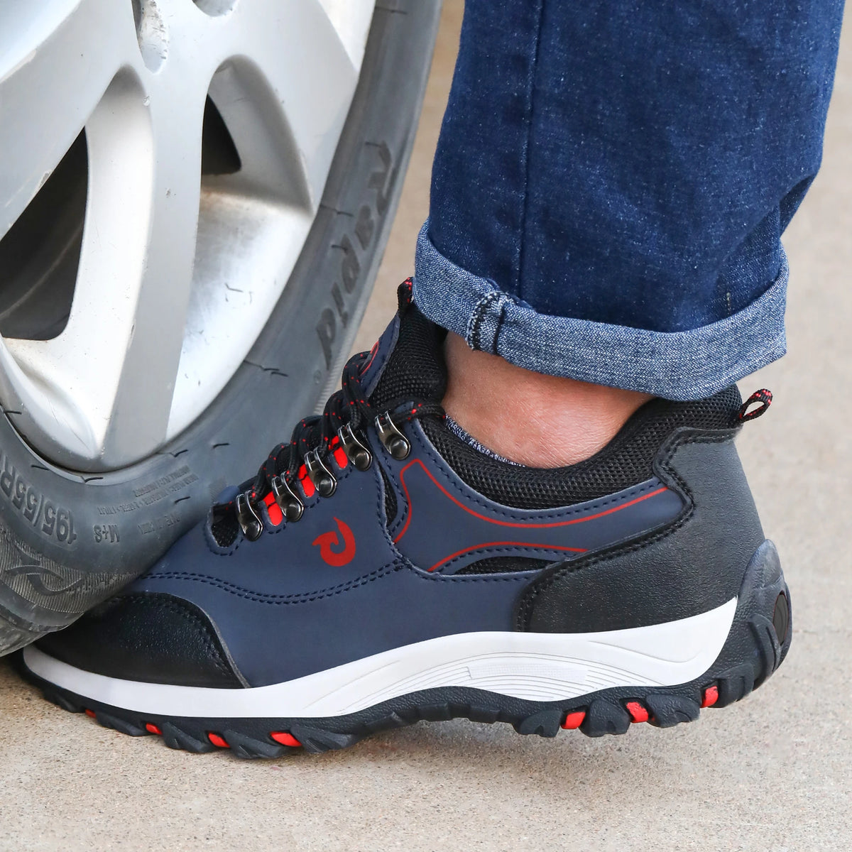 Manlegu Men Steel Toe Safety Work Boots Anti Puncture Breathable Upper