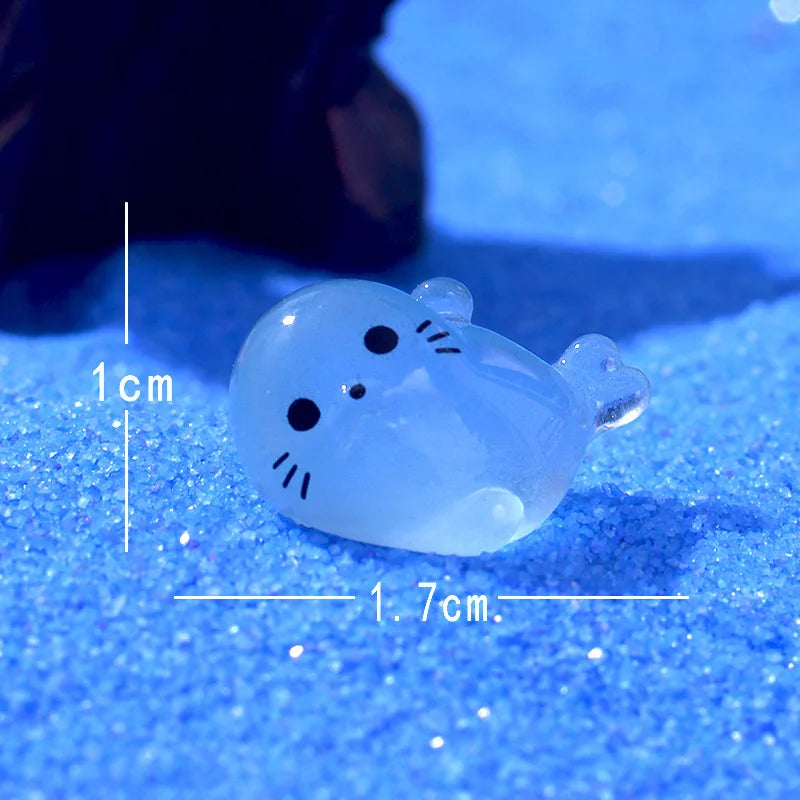 Luminous Mini Seal Pup Resin Figurines For Fairy Garden