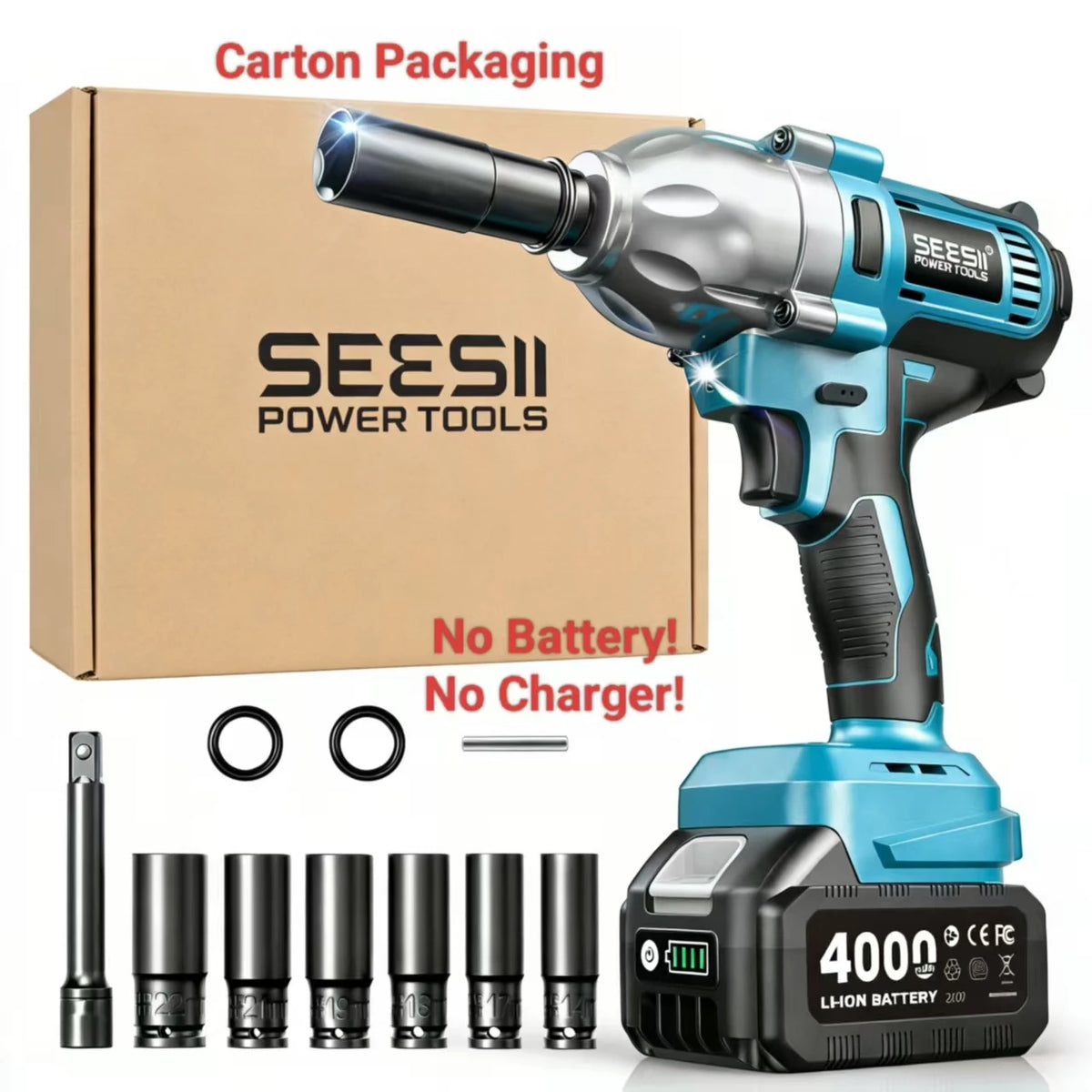 Seesii Brushless Cordless Impact Wrench 1200Nm High Torque