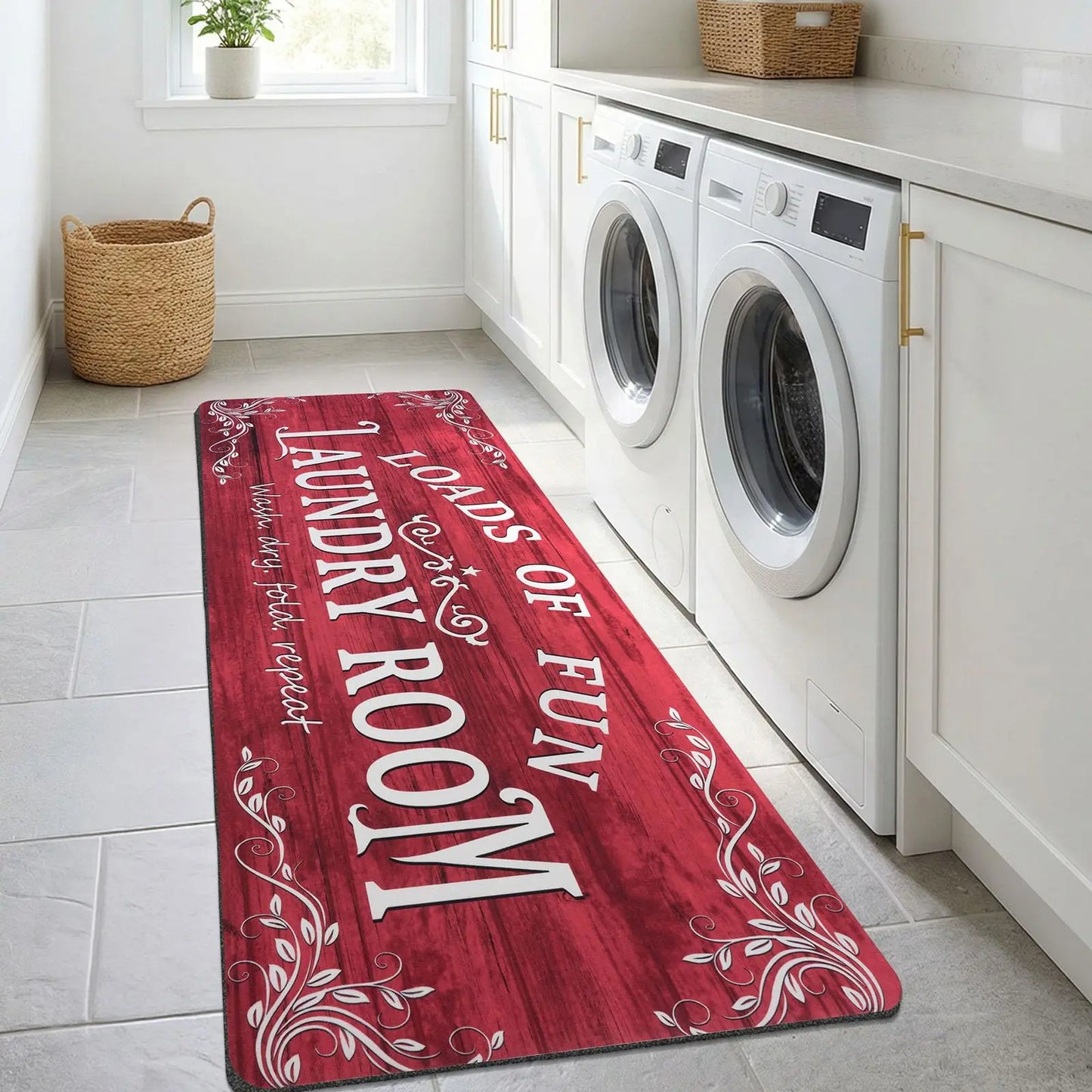 Washable Non-Slip Acrylic Laundry Room Rug Runner
