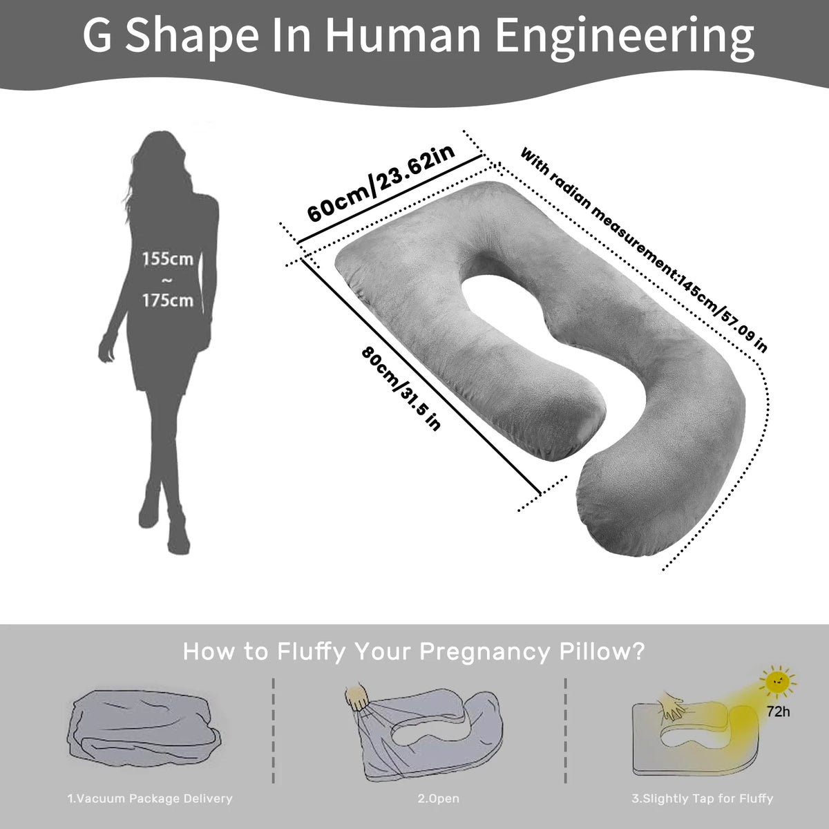 Detachable G-Shaped Maternity Pillow With Lumbar Support For Pregnancy
