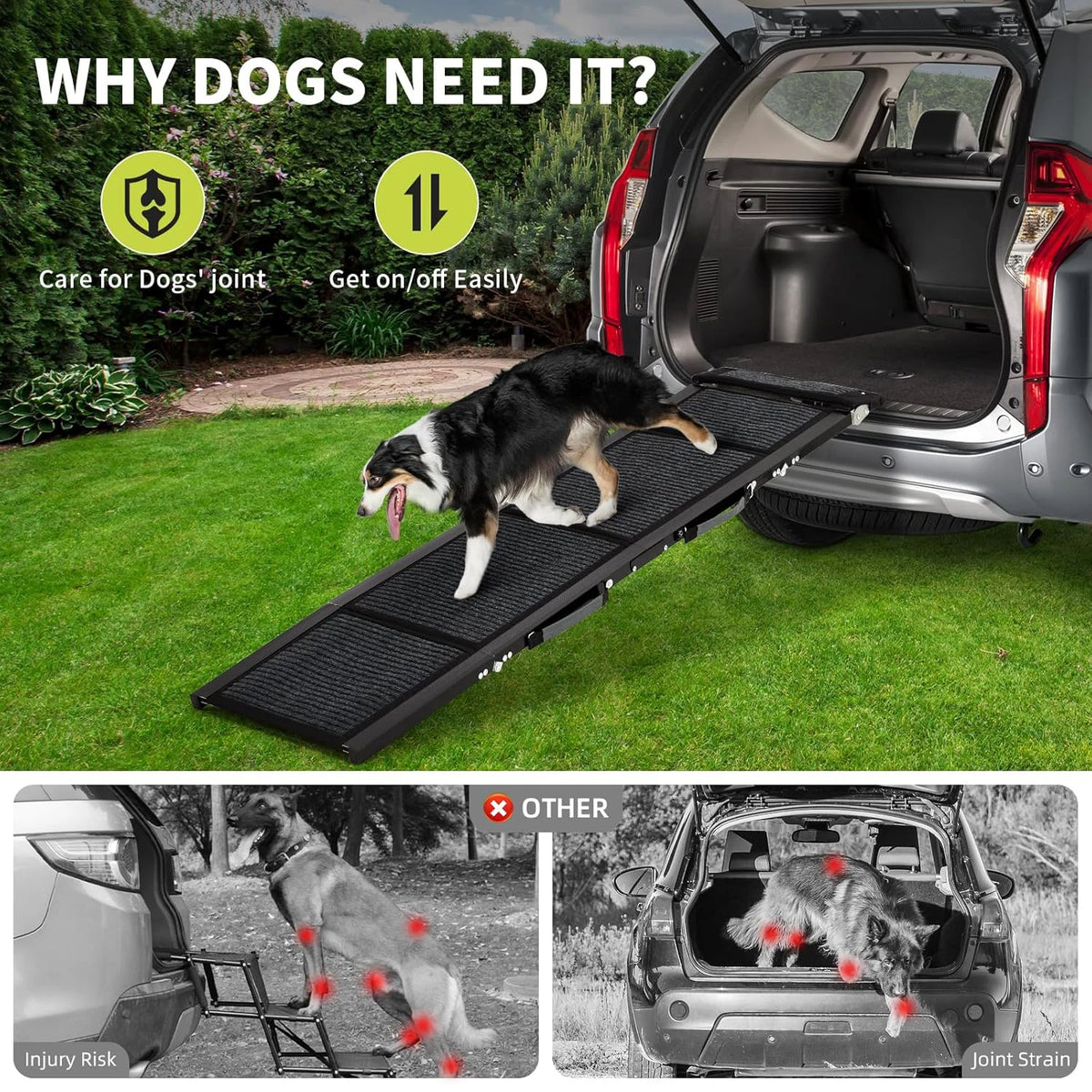 HiMiss Premium Safety Folding Car Ramp For Large Dogs